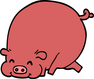 Bir insan tarafından çizilmiş şişko domuz.