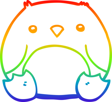 gökkuşağı gradyan çizimi bir insan tarafından çizilmiş bir penguen çizgi