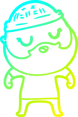 Bir insan tarafından çizilmiş sakallı sevimli bir çizgi film karakteri çizimi.