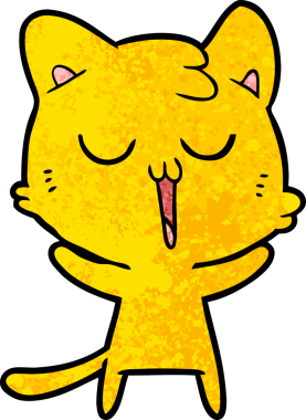 Bir insan tarafından çizilmiş çizgi film kedisi.