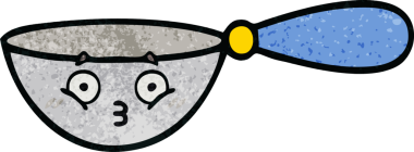 Bir insan tarafından çizilmiş bir kaşık retro grunge desen karikatürü.