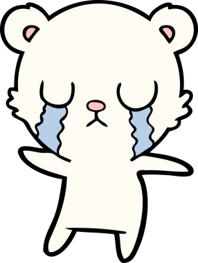 Bir insan tarafından çizilmiş ağlayan kutup ayısı çizgi filmi.