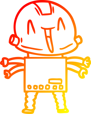 Bir insan tarafından çizilen çizgi film robotunun sıcak çizgi çizimi