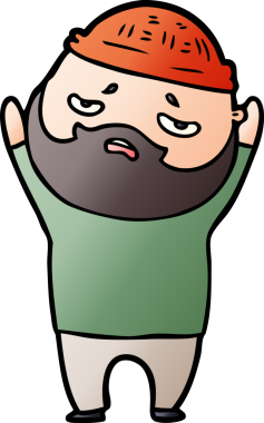 Bir insan tarafından çizilmiş sakallı endişeli bir adam.