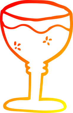 Bir insan tarafından çizilmiş kırmızı şarap kadehinin sıcak gradyan çizimi