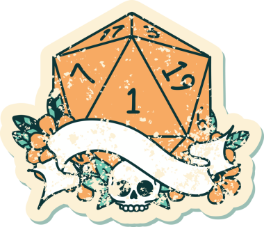 Retro Dövme Biçimi Doğal Bir d20 zar bir insan tarafından çizildi