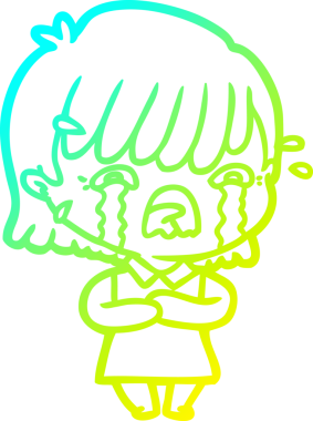 Bir insan tarafından çizilmiş ağlayan bir çizgi film kızı çizimi.