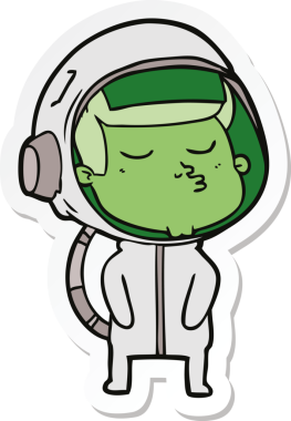 Bir insan tarafından çizilmiş kendine güvenen bir astronotun çıkartması.