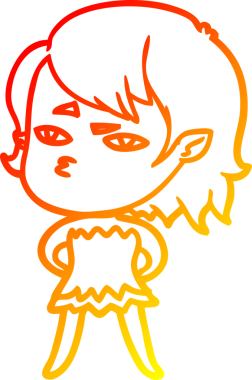 Bir insan tarafından çizilmiş bir vampir kız çizgi çizimi.