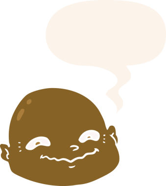 bir insan tarafından çizilmiş eski moda konuşma balonlu kel bir adam.