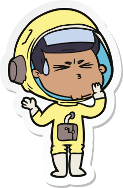 Bir insan tarafından çizilmiş astronotun çizdiği bir çizgi film çıkartması.