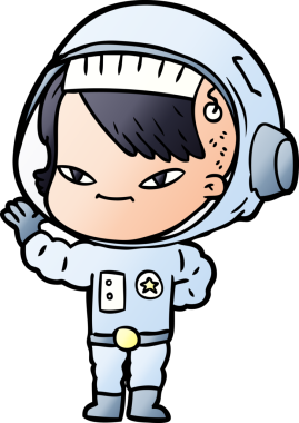 Bir insan tarafından çizilmiş astronot kadın.