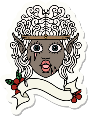 Bir insan tarafından çizilmiş barbar bir elf karakterinin çıkartması.