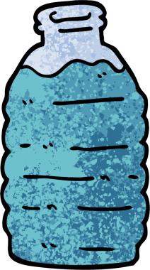 Bir insan tarafından çizilmiş grunge desenli karikatür su şişesi.