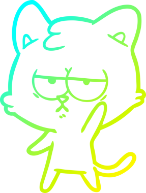 Sıkılmış çizgi film kedisinin insan tarafından çizilmiş soğuk gradyan çizgisi