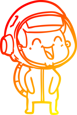 Bir insan tarafından çizilmiş mutlu bir astronotun sıcak çizgi çizimi