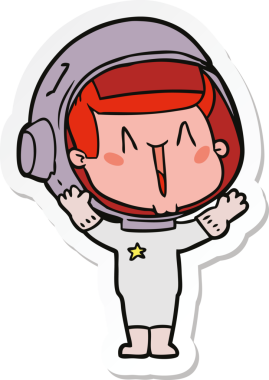 Bir insan tarafından çizilmiş mutlu bir astronotun çıkartması.