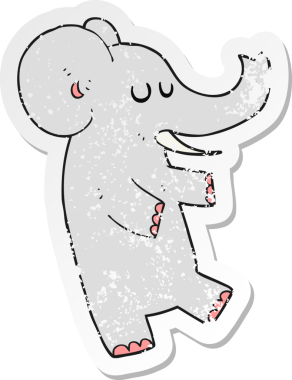 Bir insan tarafından çizilmiş dans eden bir filin gerilimli çıkartması.