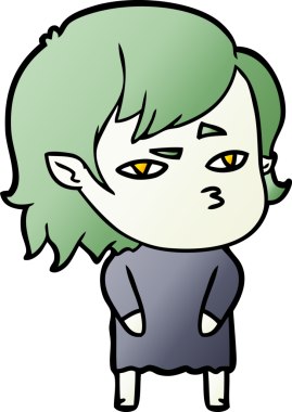 Bir insan tarafından çizilmiş vampir kız çizgi filmi.