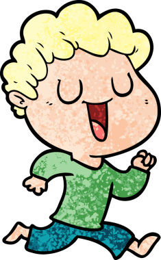 Bir insan tarafından çizilmiş gülen karikatür adam.