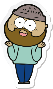 Bir insan tarafından çizilmiş sakallı bir adamın çıkartması.