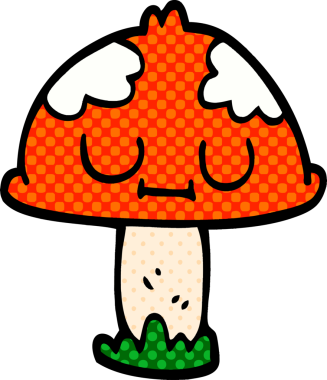 Bir insan tarafından çizilmiş zehirli zehirli mantar çizimi.