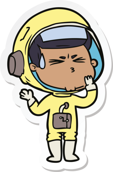 Bir insan tarafından çizilmiş astronotun çizdiği bir çizgi film çıkartması.