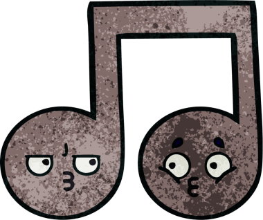 Bir insan tarafından çizilmiş müzikal notanın retro grunge desen karikatürü