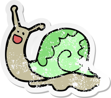 Bir insan tarafından çizilmiş tatlı bir salyangozun sıkıntılı çıkartması.