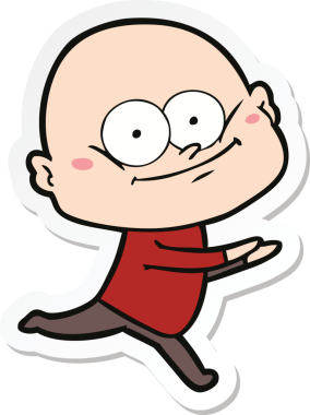 Bir insan tarafından çizilmiş kel bir adamın çıkartması.