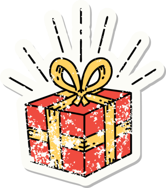 Bir insan tarafından çizilmiş dövme stili eski bir çıkartma.