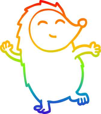 Bir insan tarafından çizilen dans eden kirpinin çizimi.