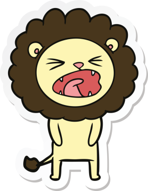 Bir insan tarafından çizilmiş karikatür aslanının çıkartması.