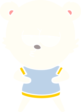 Sıkıcı kutup ayısı düz renkli çizgi film bir insan tarafından çizildi