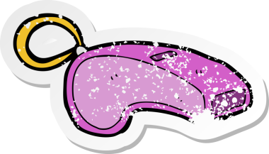 Bir insan tarafından çizilmiş karikatür düdüğünün gerilimli çıkartması.