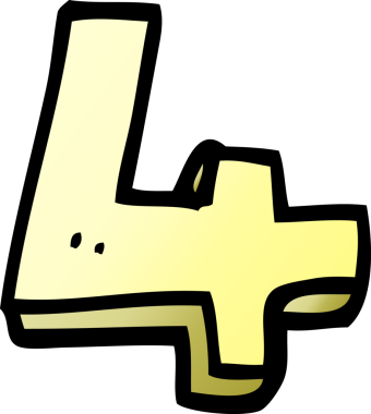 Bir insan tarafından çizilmiş dört numaralı karikatür.