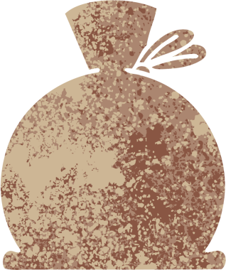 Bir insan tarafından çizilmiş bir çantanın retro çizim tarzı karikatürü