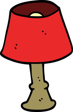 Bir insan tarafından çizilmiş karikatür evi lambası.