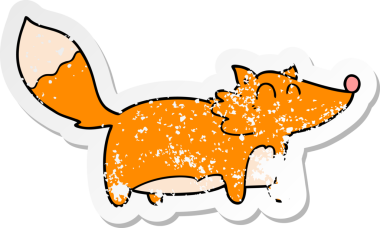 Bir insan tarafından çizilmiş şişman bir tilkinin sıkıntılı çıkartması.