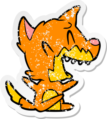 Bir insan tarafından çizilmiş gülen tilki çizgi filminin sıkıntılı çıkartması.