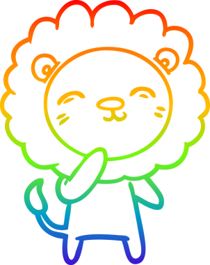 gökkuşağı gradyan çizgi çizimi bir insan tarafından çizilmiş bir aslan