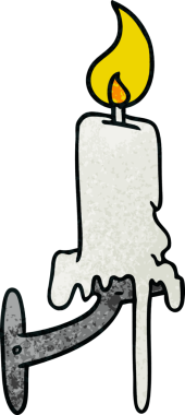 Bir insan tarafından çizilmiş bir mum çubuğunun el çizimi karikatürü.