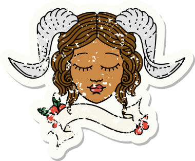 Retro Dövme Biçimi karakter yüzünü bir insan tarafından çizilmiş parşömen pankartıyla düzenliyor