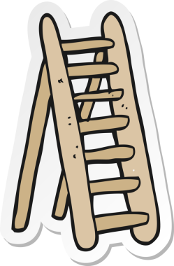 Bir insan tarafından çizilmiş karikatür merdiveni çıkartması.