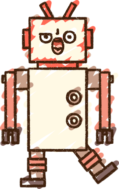 Bir insan tarafından çizilen robot tebeşiri.