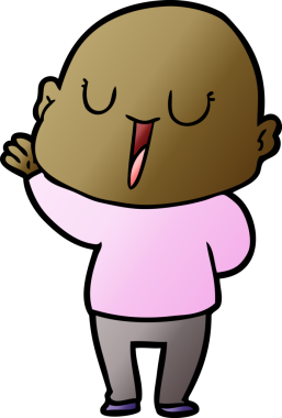 Bir insan tarafından çizilmiş mutlu, kel adam.