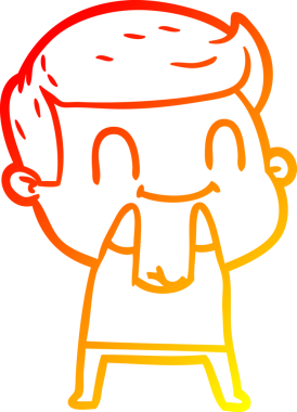 Bir insan tarafından çizilmiş, karikatür dostu bir adamın sıcak çizgi çizimi