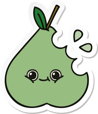 Bir insan tarafından çizilmiş şirin bir armut çıkartması.