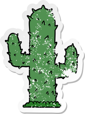 Bir insan tarafından çizilmiş bir kaktüsün sıkıntılı çıkartması.