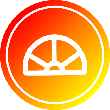 Bir insan tarafından çizilen açıölçer matematiksel teçhizat dairesel simgesi